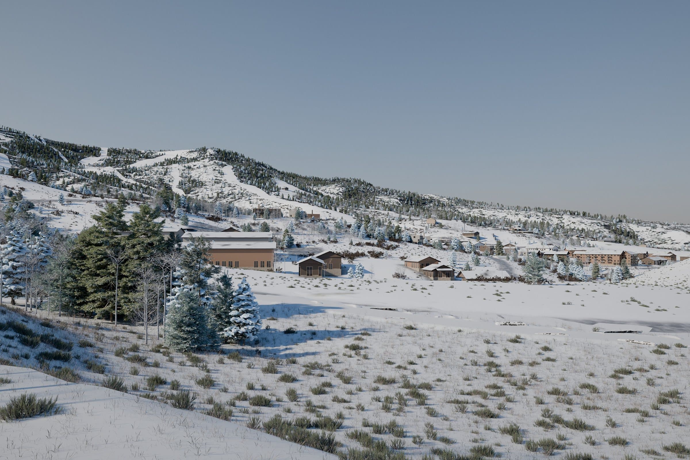 The same view from the roof deck in winter